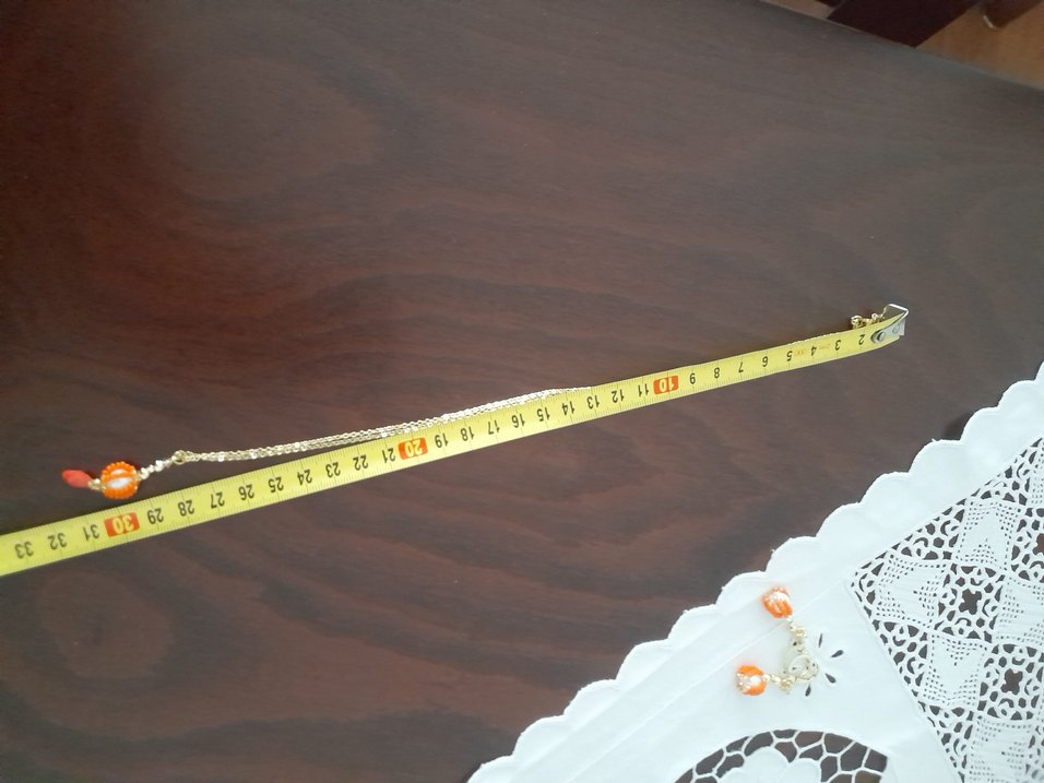 Turuncu Boncuklu Mini Bohem Kolye ve Küpe Seti - Görsel 4