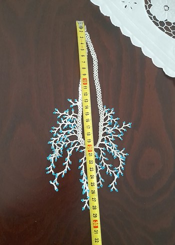 Boncuklu Turkuaz Nakışlı Uzun Bohem Kolye - Görsel 4