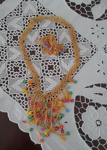 Uzun Renkli Boncuklu Bohem Kolye - Görsel 6