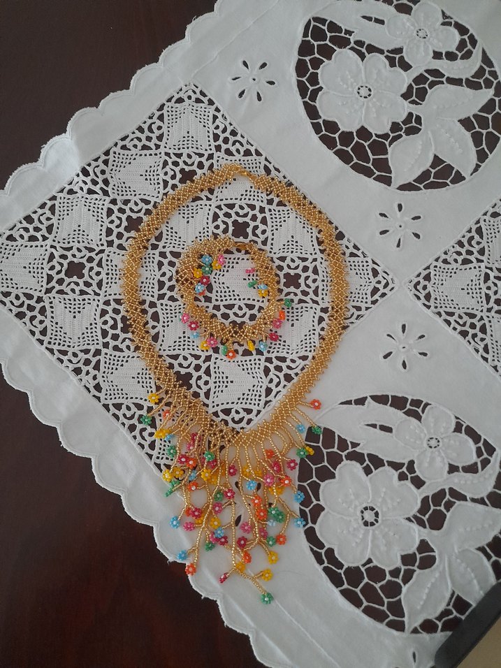 Uzun Renkli Boncuklu Bohem Kolye - Görsel 3