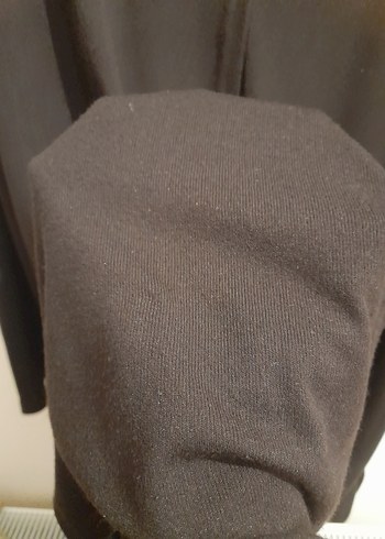 Düğmeli Siyah Uzun Kadın Hırka - Görsel 3