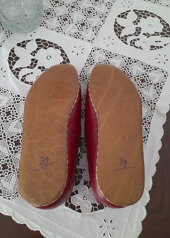 39 Beden bordo Renk Bordo Deri Kadın Babet(yemeni)