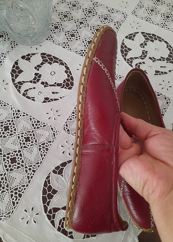 Diğer Bordo Deri Kadın Babet(yemeni)