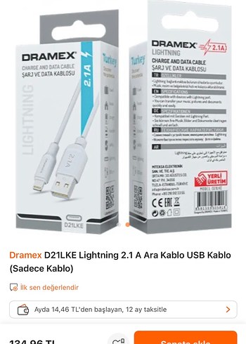 Beyaz DRAMEX Şarj ve Data Kablosu 2.1A  apple uyumlu - Görsel 2