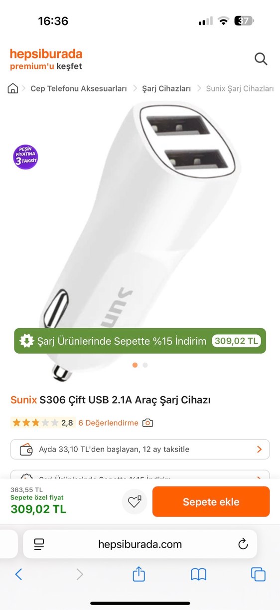 Çift USB Girişli Araç Şarj Cihazı - Görsel 3