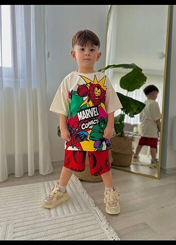 LC Waikiki Süper Kahramanlar şortlu ikili takım pamuklu