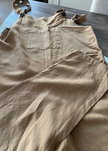 Bej Keten Kadın Midi Tulum - Görsel 4