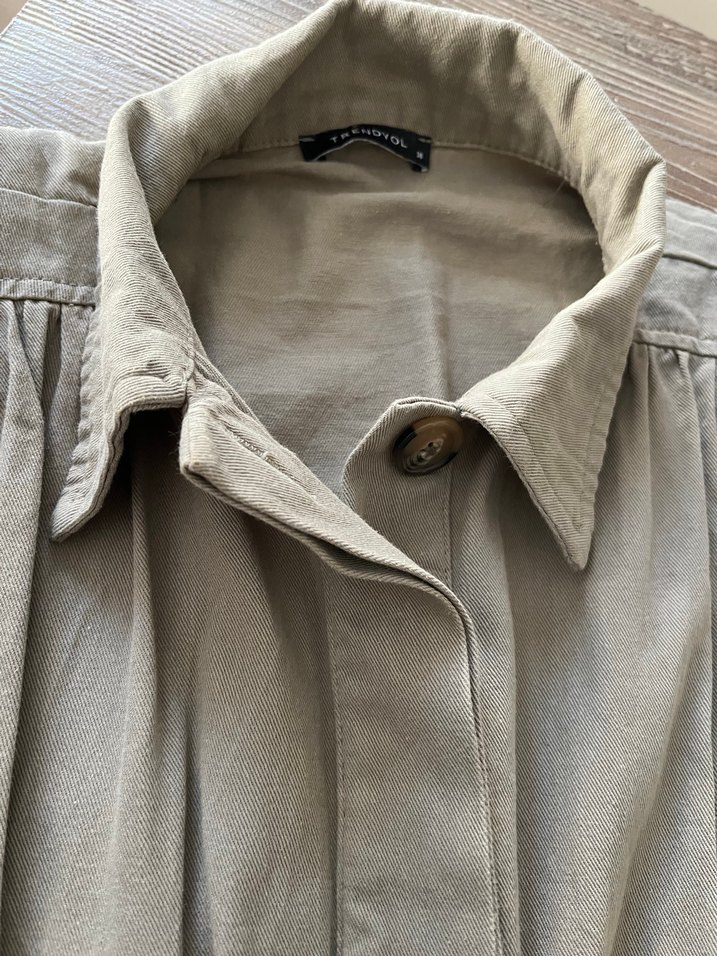 Bej Keten Kadın Midi Tulum - Görsel 3