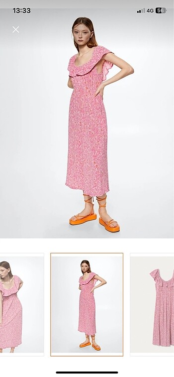 m Beden pembe Renk Mango pembe elbise