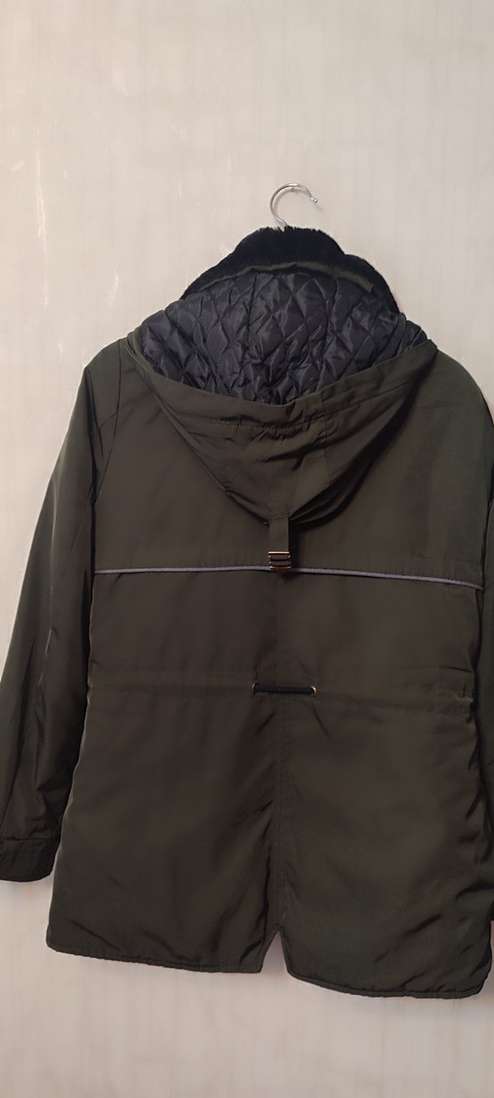 Kürk Detaylı Haki Kadın Mont - Görsel 4