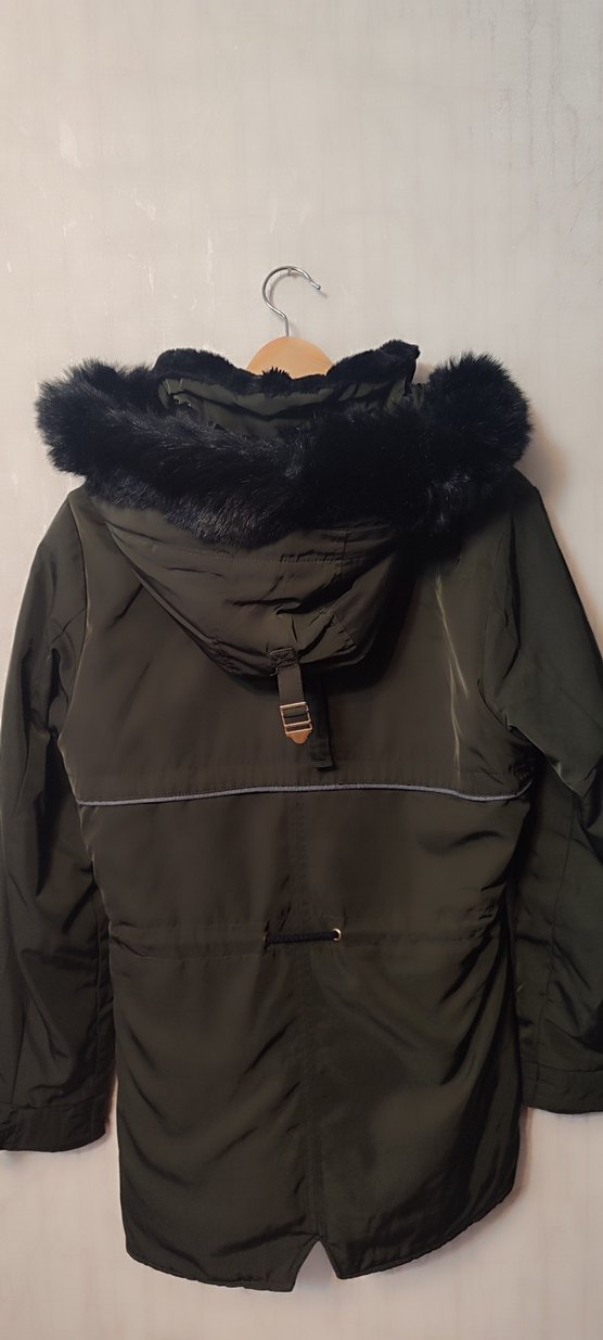 Kürk Detaylı Haki Kadın Mont - Görsel 5