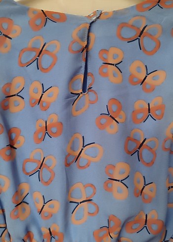 Kız Çocuk Mavi Kelebekli Fırfırlı Elbise - Görsel 3