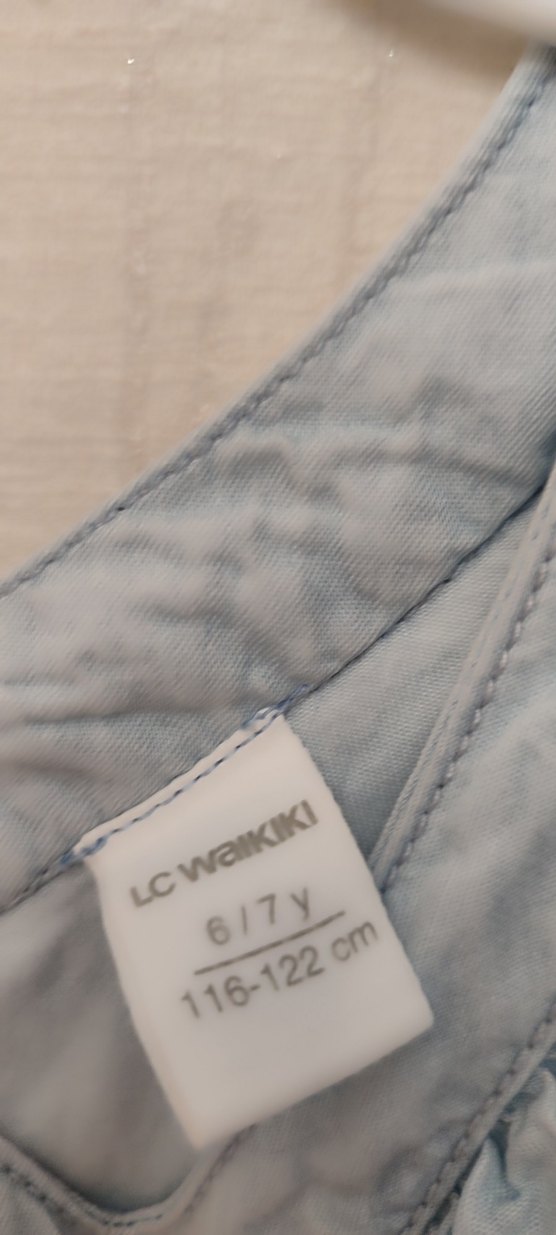 Lcw Kız Çocuk Mavi Denim Volanlı Elbise - Görsel 3