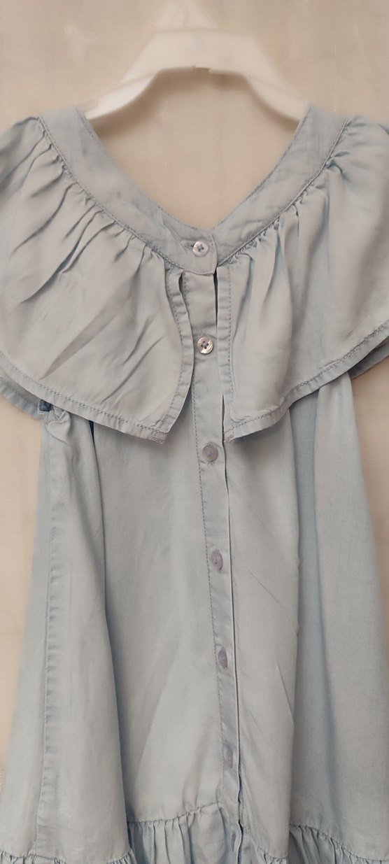 Lcw Kız Çocuk Mavi Denim Volanlı Elbise - Görsel 4