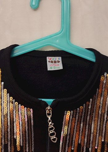 Kız Çocuk Altın Payetli Dar Kesim Ceket - Görsel 3