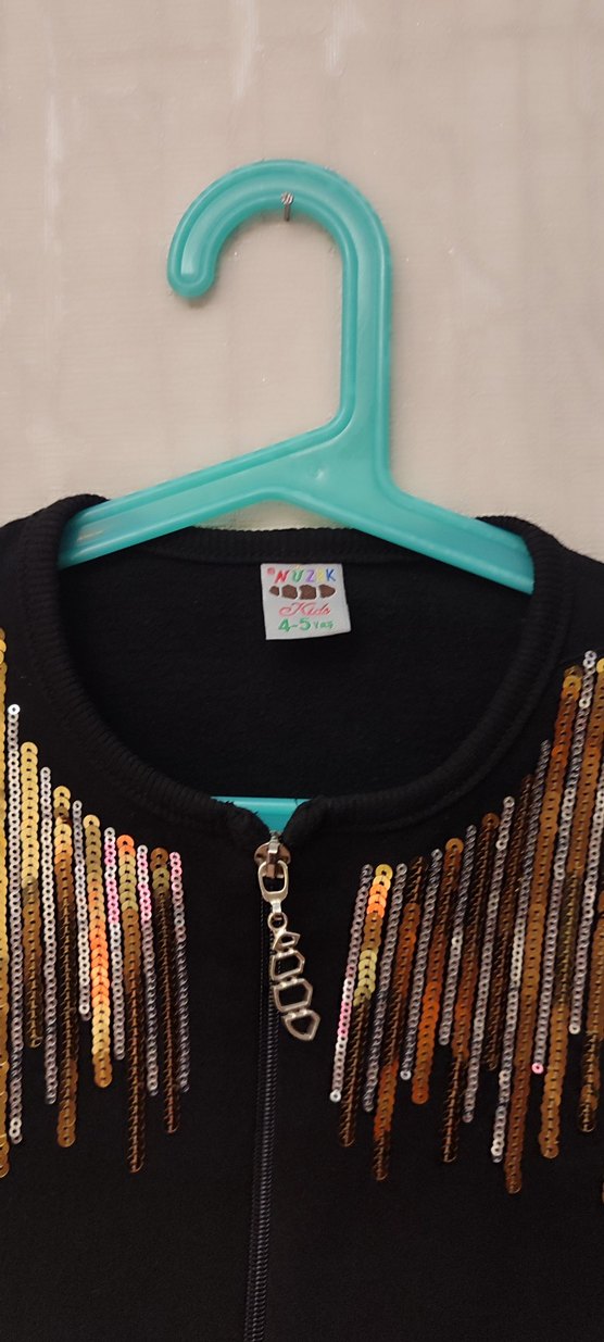 Kız Çocuk Altın Payetli Dar Kesim Ceket - Görsel 3