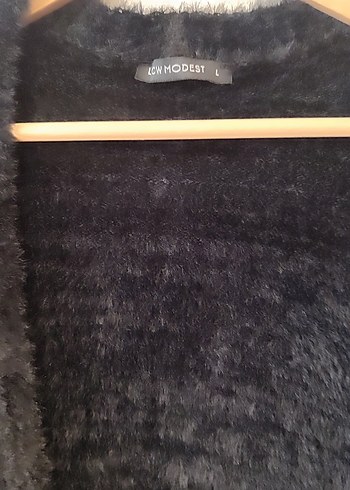 Siyah Peluş Kadın Cepli Hırka - Görsel 3