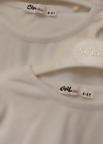 Civil 2 adet Beyaz Çocuk Uzun Kollu Tşört - Görsel 2
