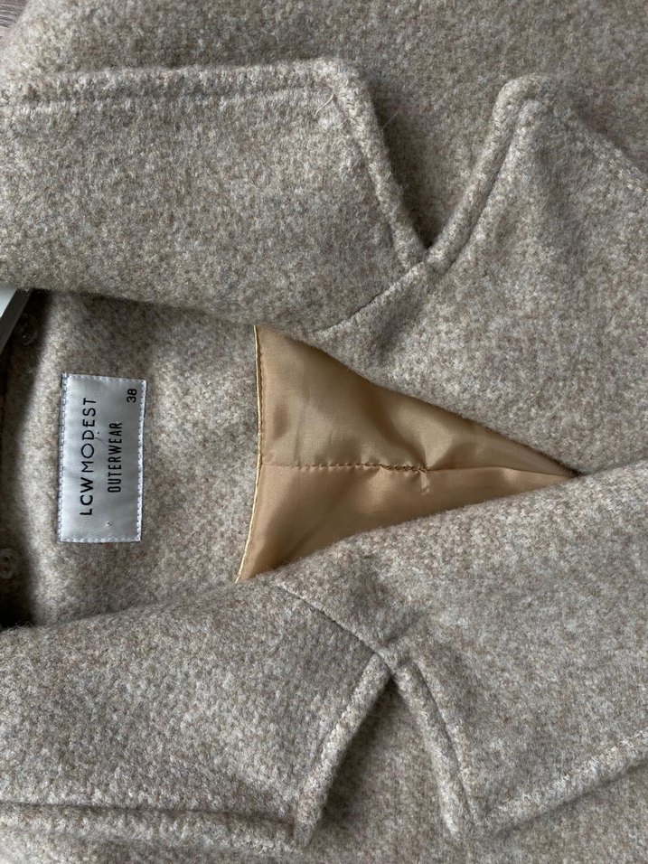 Bej Çift Düğmeli Kadın Kaban lcw - Görsel 4