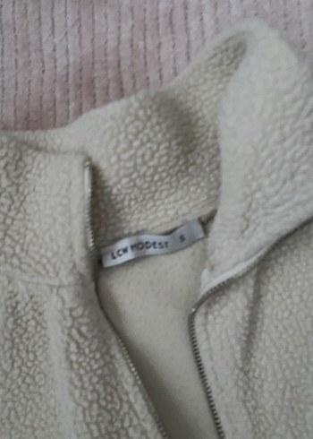 Bej kadın modest  Polar Sweatshirt Yarım Fermuarlı - Görsel 2