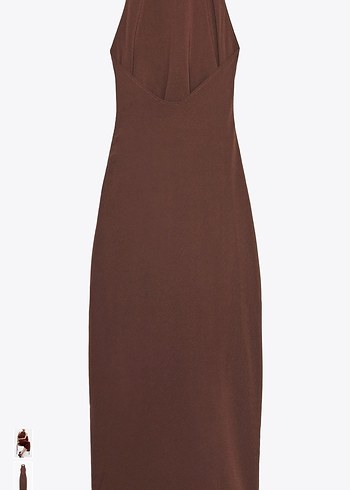 Kahverengi Drapeli Halter Elbise - Görsel 9