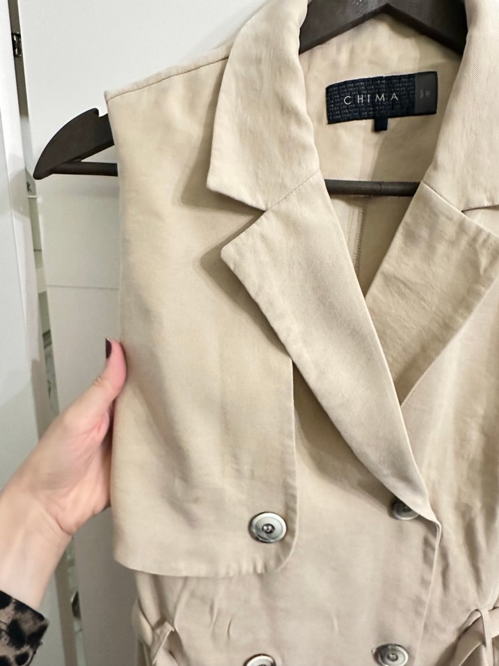 Taş rengi kruvaze elbise - Görsel 3