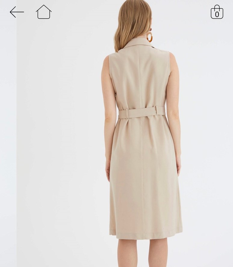 Taş rengi kruvaze elbise - Görsel 5