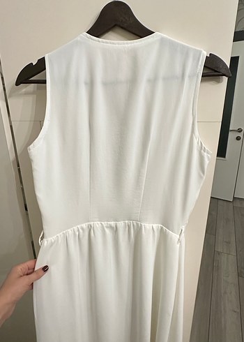 s Beden beyaz Renk Kadın Beyaz Düğmeli Midi Elbise
