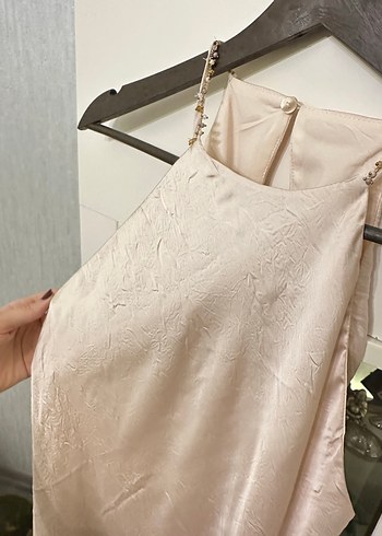 Zara Pudra elbise saten