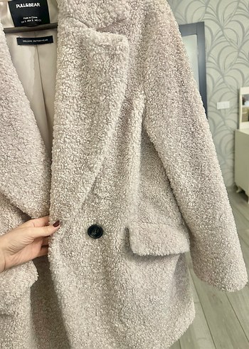 Tas rengi Midi Kadın Kürk Kaban - Görsel 3