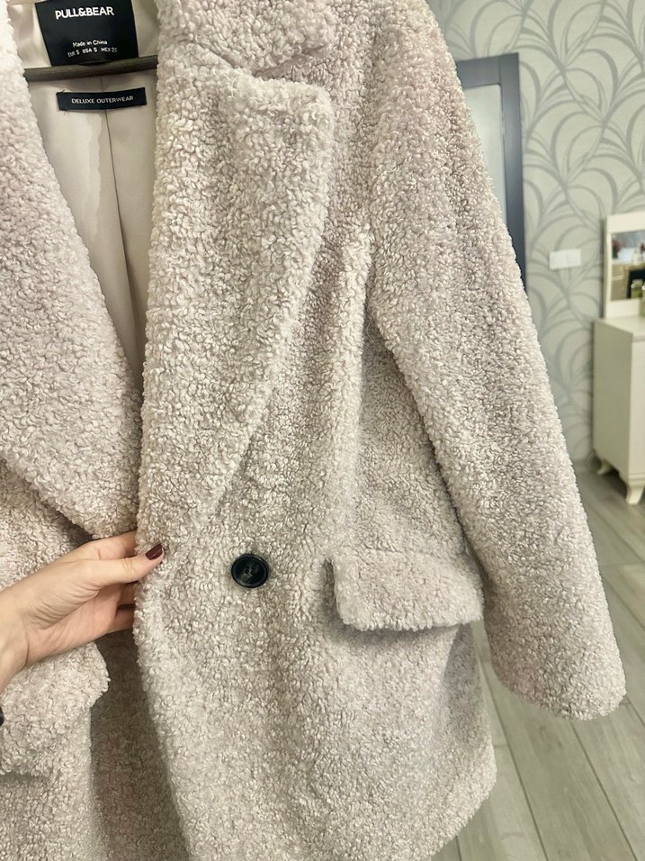 Tas rengi Midi Kadın Kürk Kaban - Görsel 3