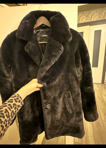 Siyah Kadın Kürk kaban - Görsel 3