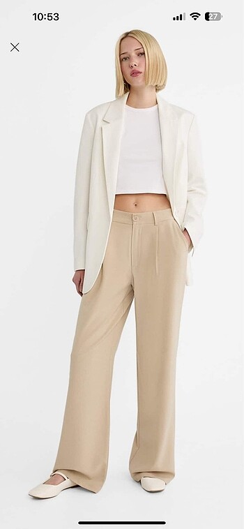 Stradivarius Stradivarius klasik straight fit pantolon bej