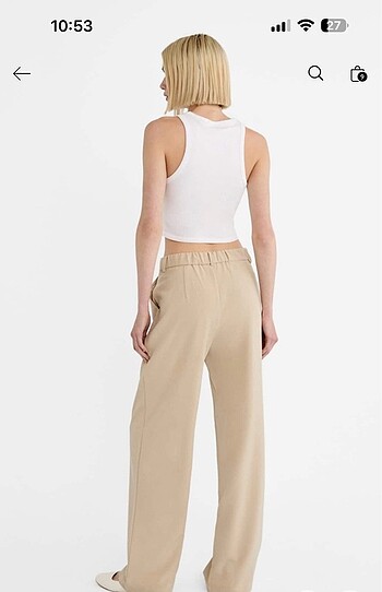 s Beden Stradivarius klasik straight fit pantolon bej
