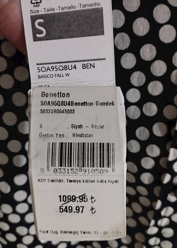 s Beden siyah Renk Düğmeli Uzun Kollu Siyah Beyaz Desenli Kadın Gömlek