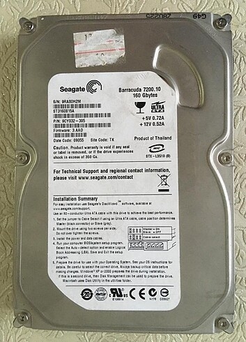 Seagate ST3160815A dahili sabit disk 160 GB