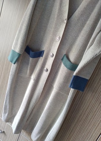 Uzun kırık beyazTriko Kadın Hırka - Görsel 2