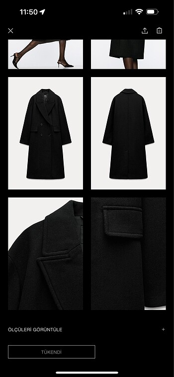 l Beden Zara Yünlü Oversize Kaban