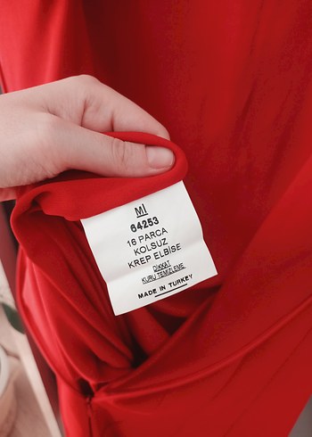 Ekol Kırmızı Midi V Yakalı Kolsuz Elbise - Görsel 7