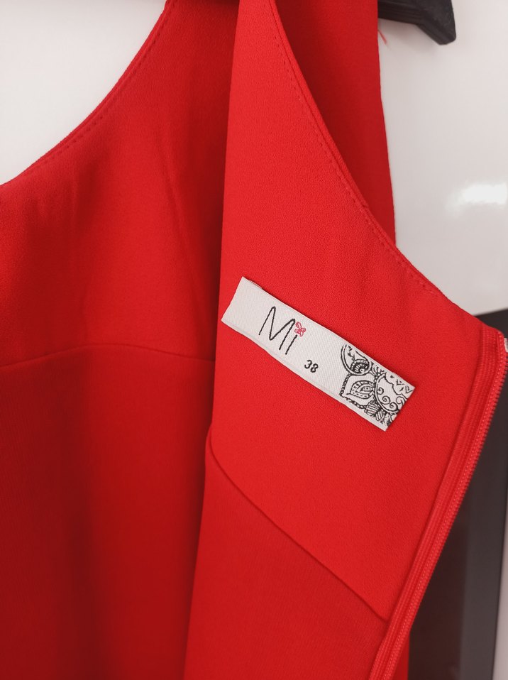 Ekol Kırmızı Midi V Yakalı Kolsuz Elbise - Görsel 5