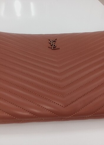 Beden camel Renk Ysl Gold detaylı taba deri clutch