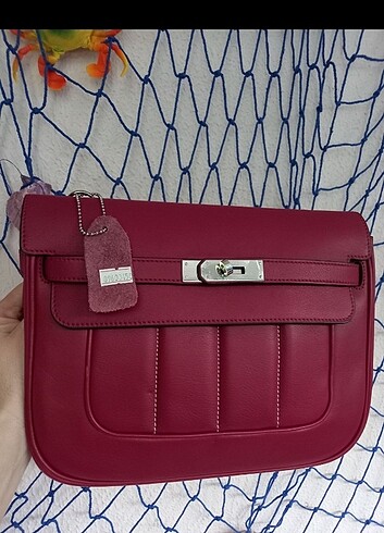 Hermes Hermes hakiki deri bordo vintage çanta