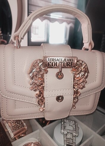 Beden ten rengi Renk Versace krem rengi mini çanta