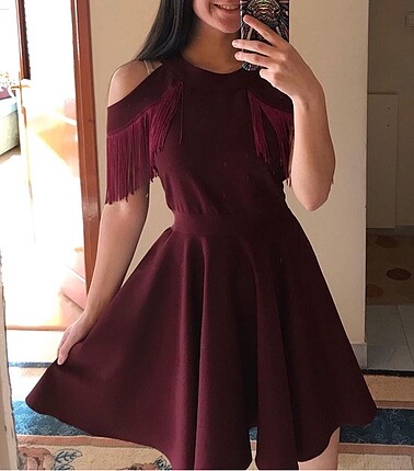 Bordo kısa elbise