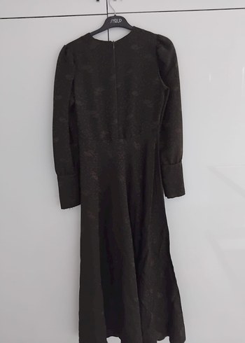 Zara Düğmeli Uzun Kollu Vintage Yılan Desenli Elbise