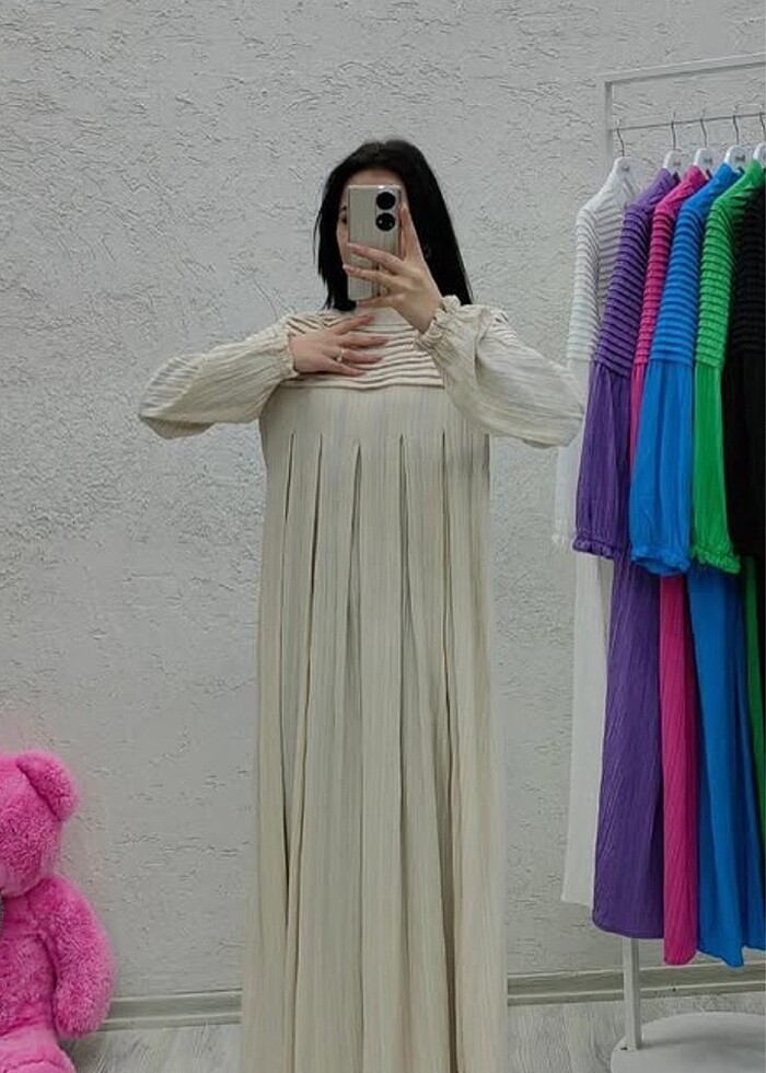 Bej renk elbise - Görsel 2