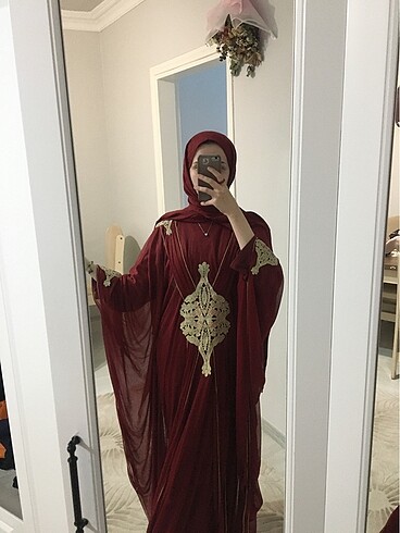 Kınalık bindallı abaya - Görsel 2