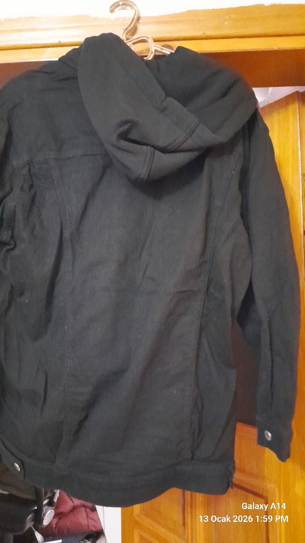 Siyah Düğmeli Midi Denim Ceket - Görsel 2