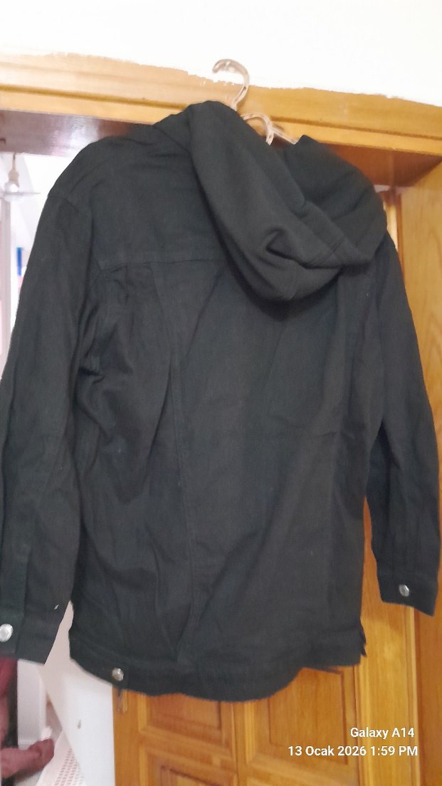 Siyah Düğmeli Midi Denim Ceket - Görsel 3