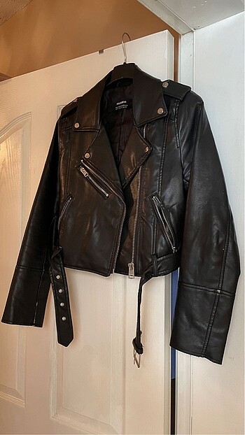 Pull&Bear Siyah Deri Ceket S